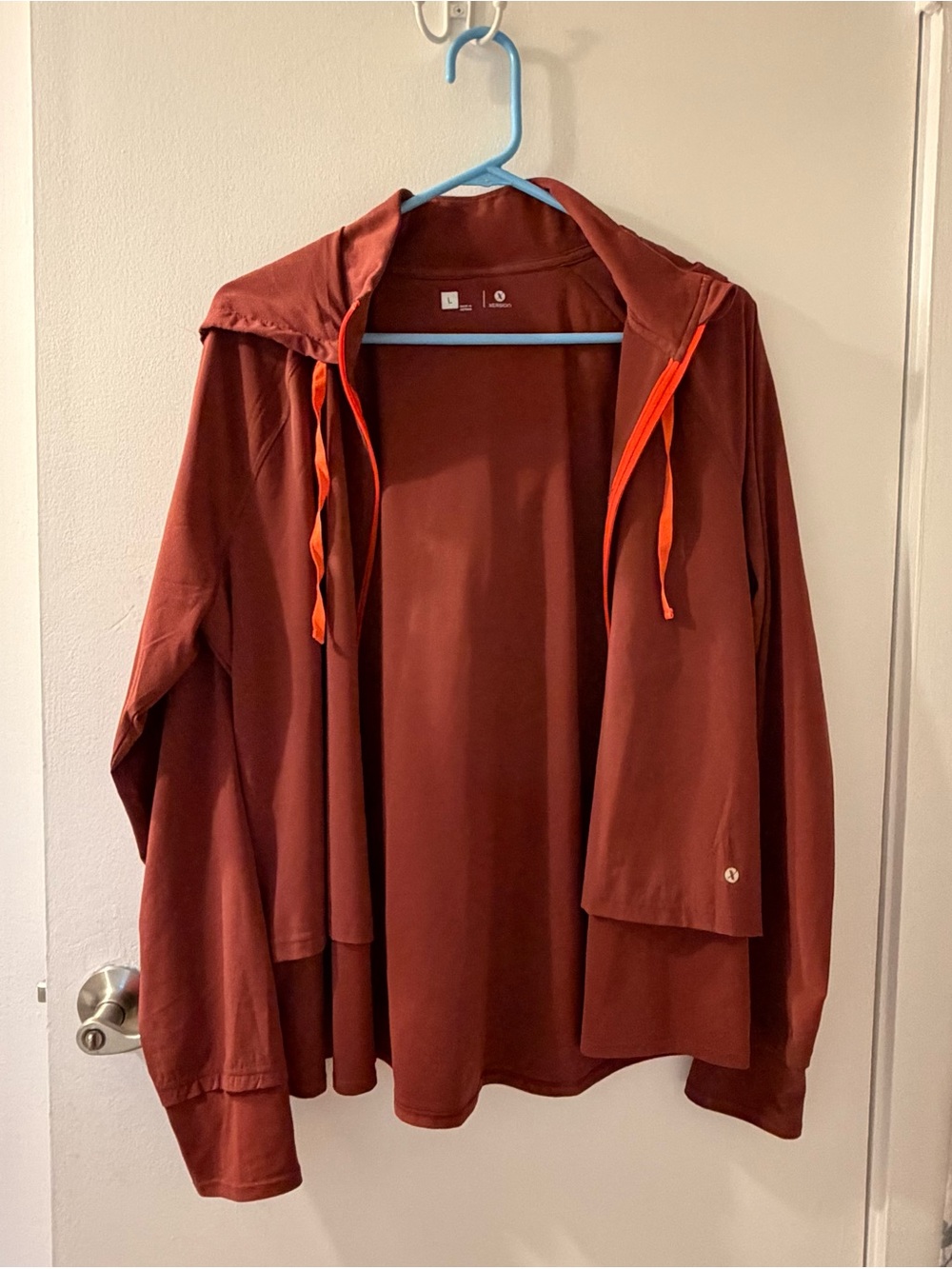 Xersion Rust Hooded Lightweight Jacket with Orange Drawcords